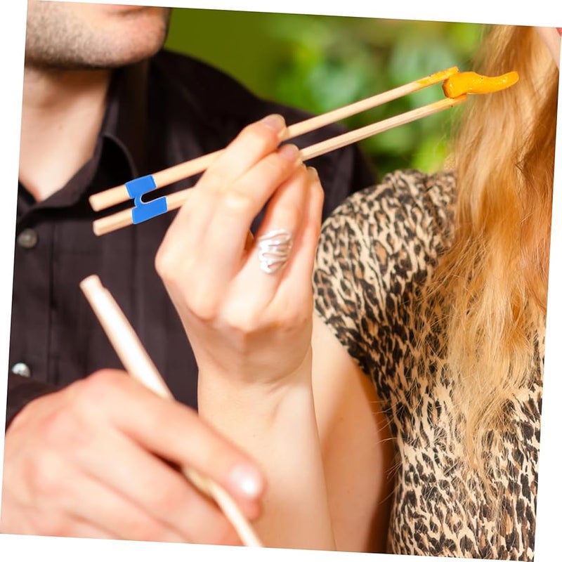 أغطية عيدان تناول الطعام القابلة لإعادة الاستخدام باللون الأزرق 5 قطع مع مشبك للتدريب والسفر - Image 3